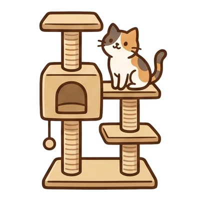 猫タワーの上にいる猫