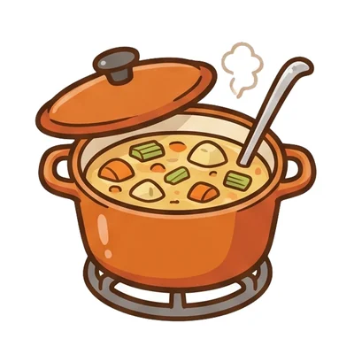 湯気の立つ野菜スープ