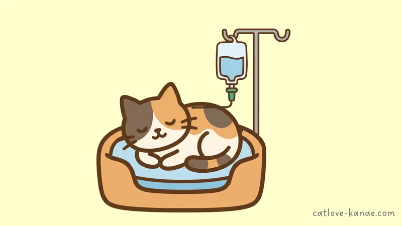 輸液をしている猫