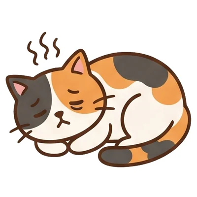 調子の悪い三毛猫のイラスト
