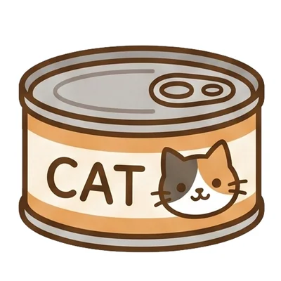 CATと書かれたキャットフードの缶詰イラスト