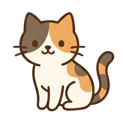 座っている三毛猫のイラスト