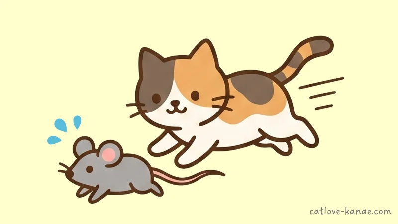 ネズミを追いかける猫